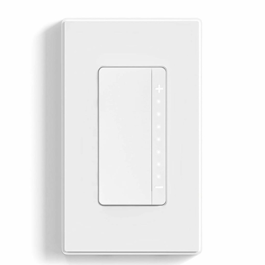 ELEGRP Digital Dimmer Switch for LED Lights 150W, Incandescent/Halogen 450W, Single Pole with Neutral Wire, UL Listed, Matte White Wall Plate Included (1 Pack)