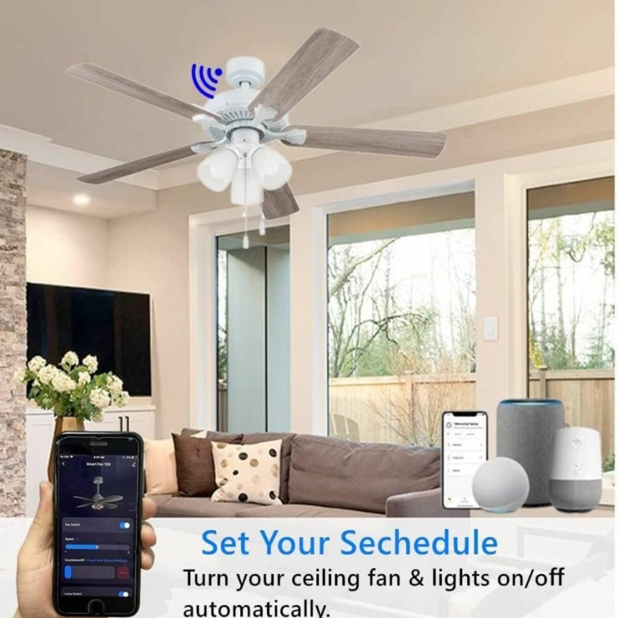 53T Smart Ceiling Fan Control Kit with Wi-Fi, 3-Speed & Dimmer, Works with Alexa, Google Home & Smart Life App, No Hub Required
