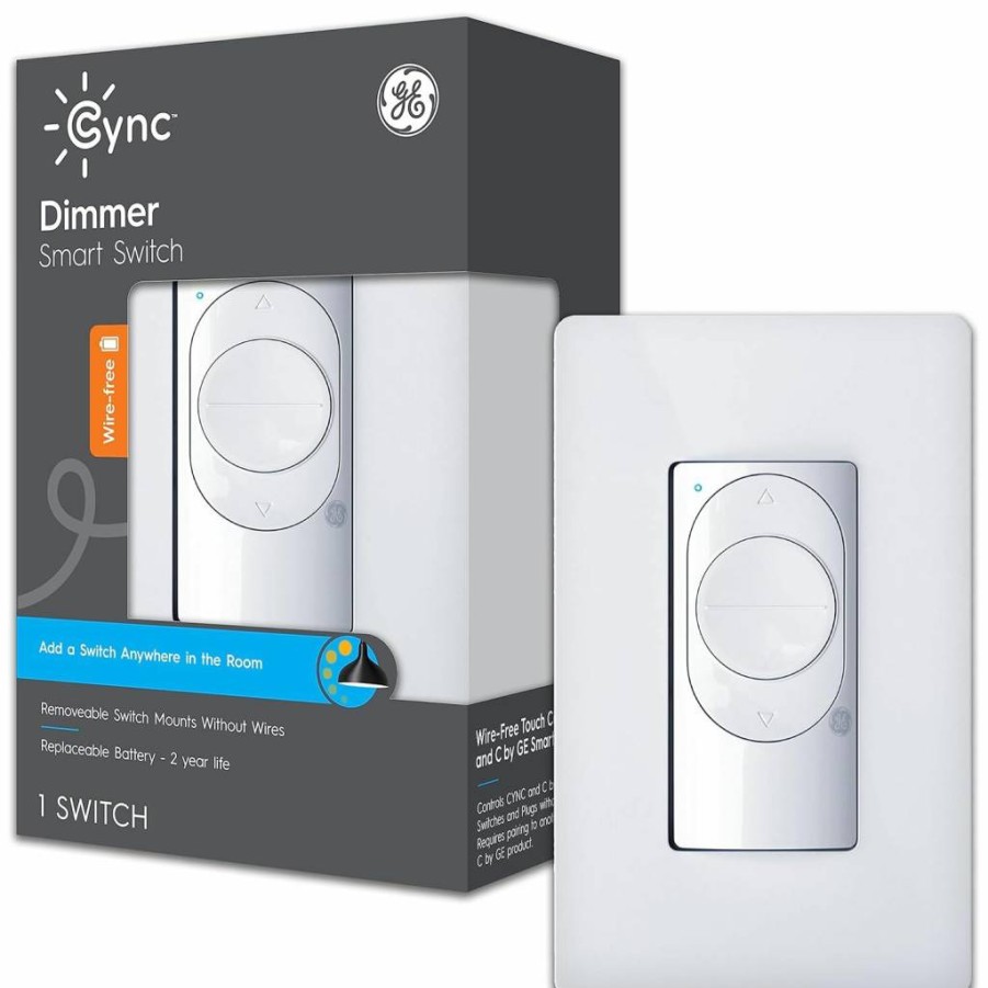 Cync Smart Dimmer Switch with Neutral Wire, Bluetooth & WiFi 2.4GHz, Compatible with Alexa & Google Home, White (1-Pack)