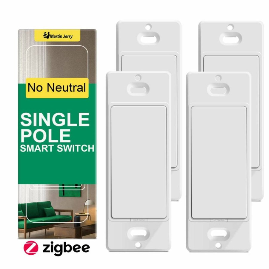 Martin Jerry Smart Switch Single Pole, Alexa Compatible WiFi Light Switch, 2.4GHz Neutral Wire Required, No Dimmer, Smart Home Automation