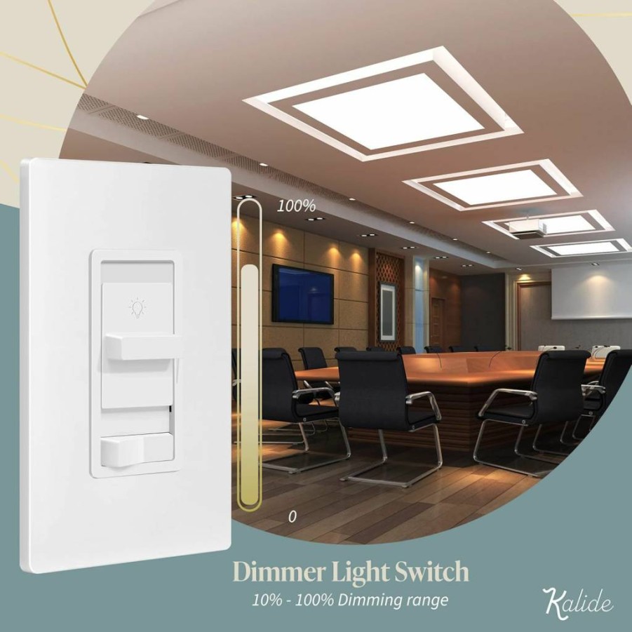 TOPGREENER 0-10V LED Dimmer Switch, Single Pole or 3-Way, 120V/277V Compatible, Gray (TGSDS-010-GY)
