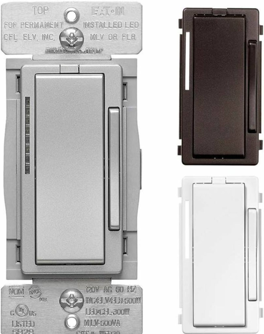 Eaton WACD-C6-SP-L Wi-Fi Smart Dimmer Switch, Color Change Kit - Silver Granite/Oil Rubbed Bronze/White, Compatible with Smart Home Systems