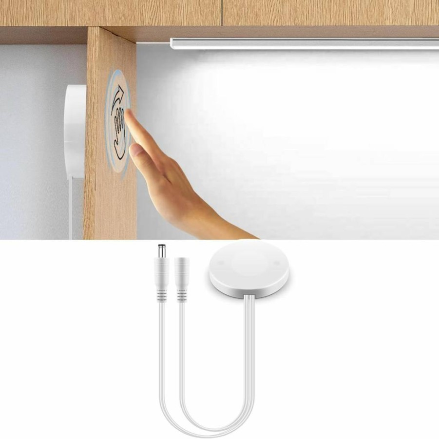 CHNMALITAI 12V-24V 5A Dimmable Touch Switch - Wooden Hand Sweep Sensor LED Dimmer Light Switch (Black)