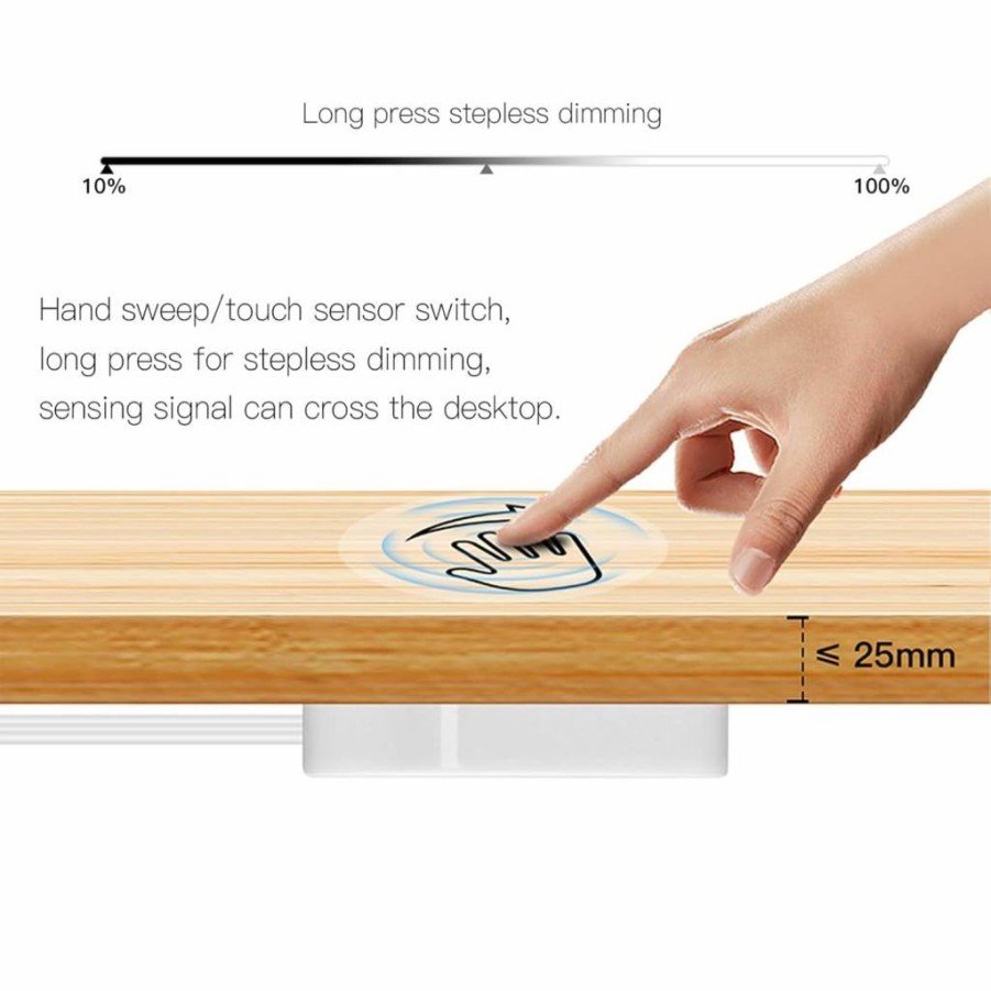 CHNMALITAI 12V-24V 5A Dimmable Touch Switch - Wooden Hand Sweep Sensor LED Dimmer Light Switch (Black)
