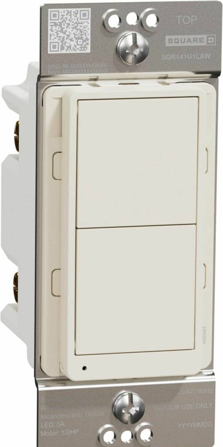 Schneider Electric Square D X-Series Z-Wave Plus Smart Rocker Light Switch, 3-Way, Single Pole, 15A, Light Almond (SQR14102LAZ)