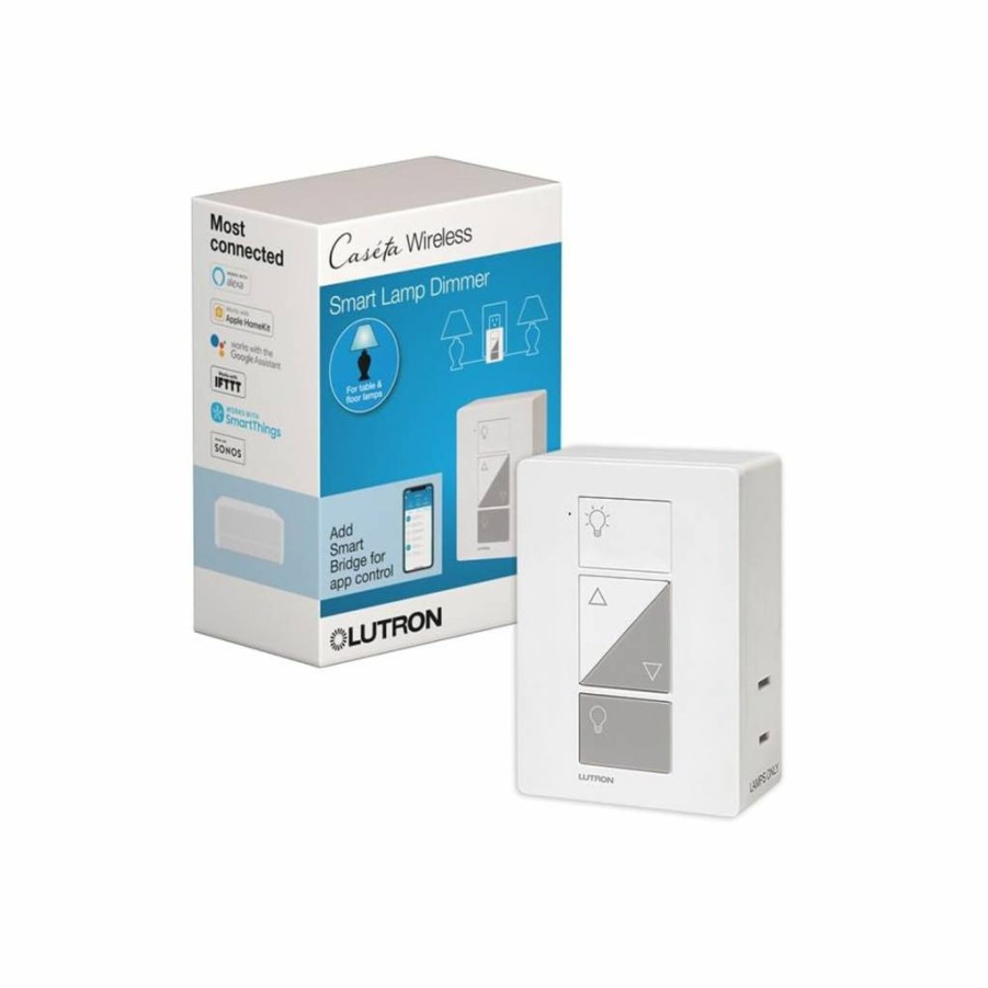 Lutron Caseta Smart Dimmer Switch Kit with Pico Remote for Dimmable LED Floor & Table Lamps, 100W Single-Pole/3-Way, White (P-PKG1P-WH)