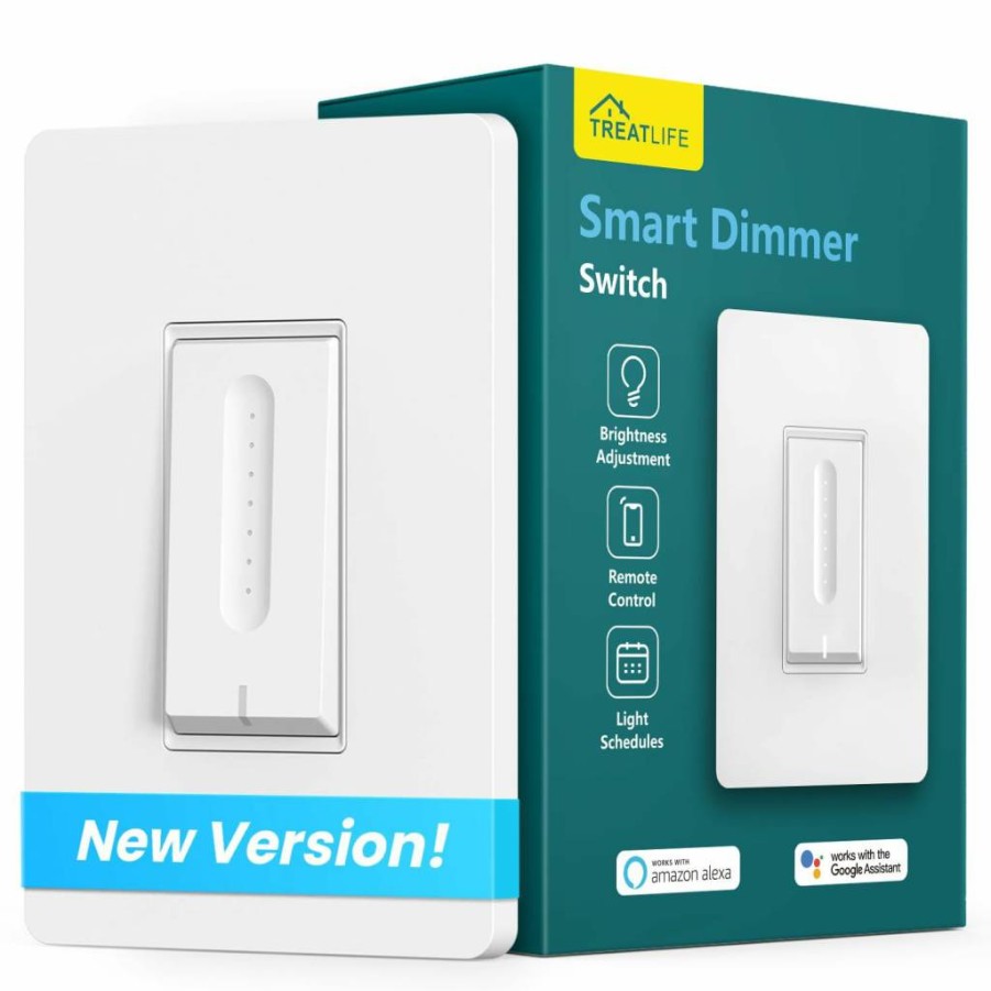 TREATLIFE Smart Dimmer Switch WiFi 2.4GHz, Works with Alexa & Google Home, Single-Pole Dimmable Light Switch, Neutral Wire Required, Customizable LED Indicator, Sleep/Wake Timer