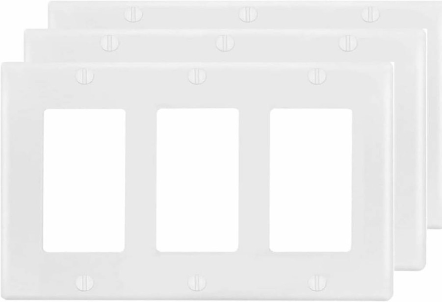 COAPIN258 4-Pack White 2-Gang Decora Wall Plate Cover for Light Switch, Smart Switch, Outlet, GFCI, USB, and Dimmers - Electrical Faceplate